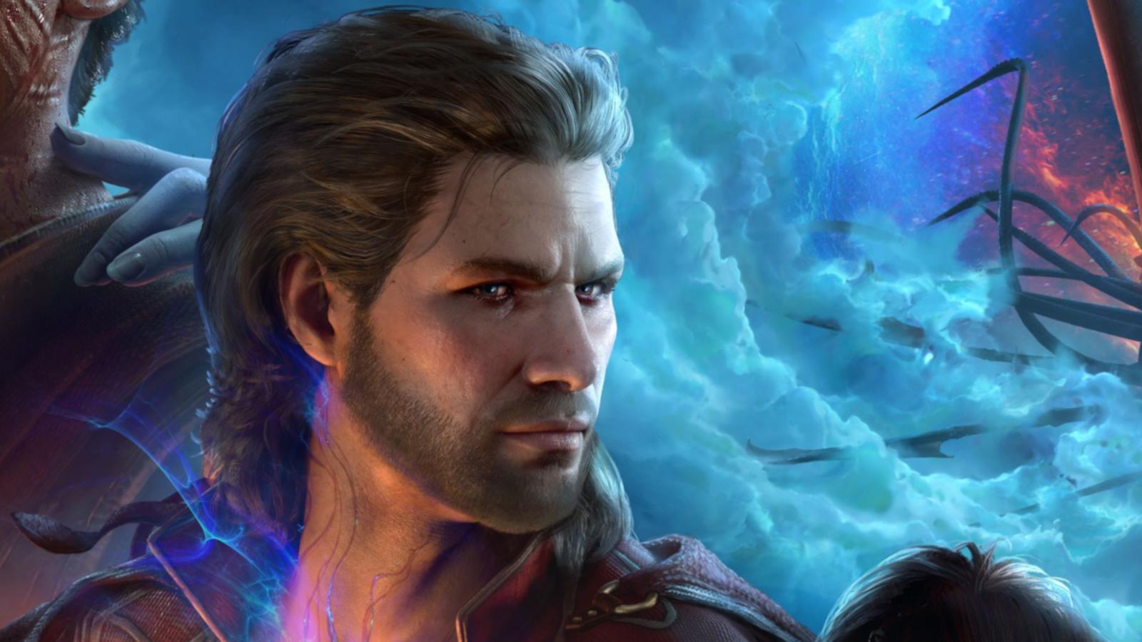 Baldur's Gate 3 keyart cropped to focus on Gale