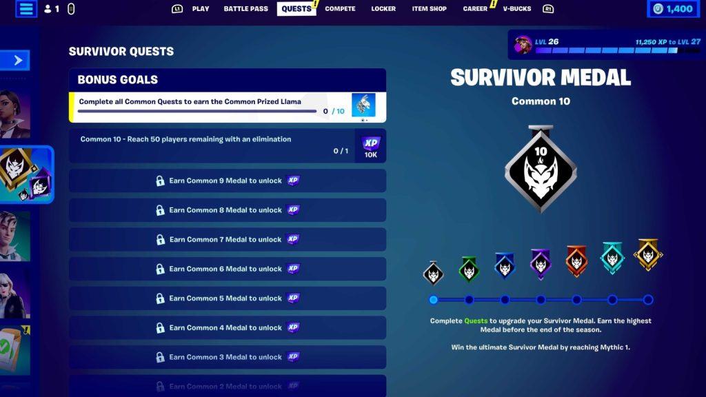 Survivor Quests Tab