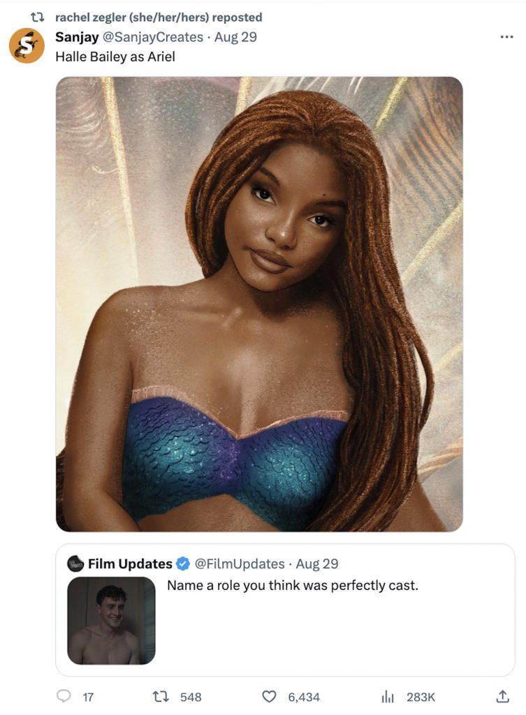 Rachel Zegler retweets message praising Halle Bailey's Ariel