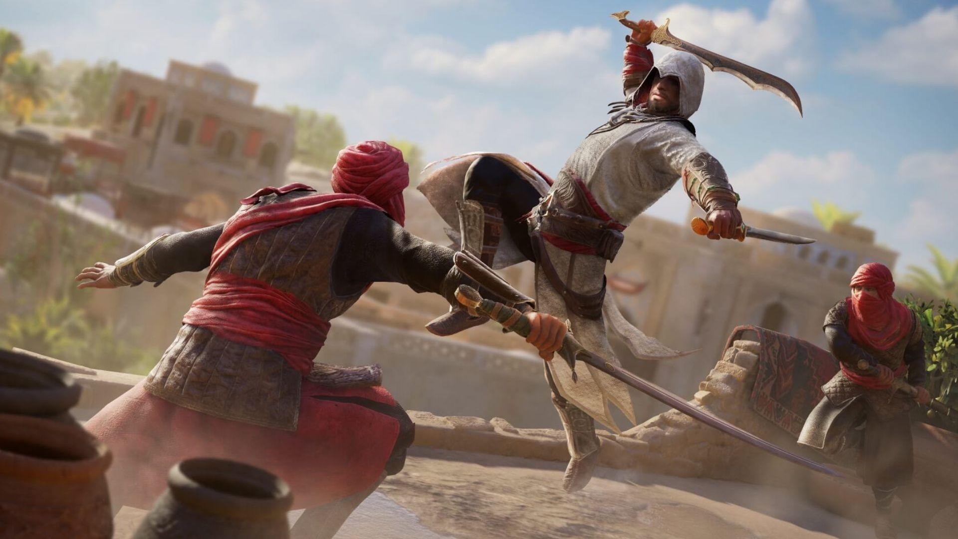 basim attacking enemies in assassin's creed mirage