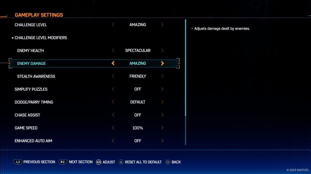 Enemy Settings in Spider-Man 2