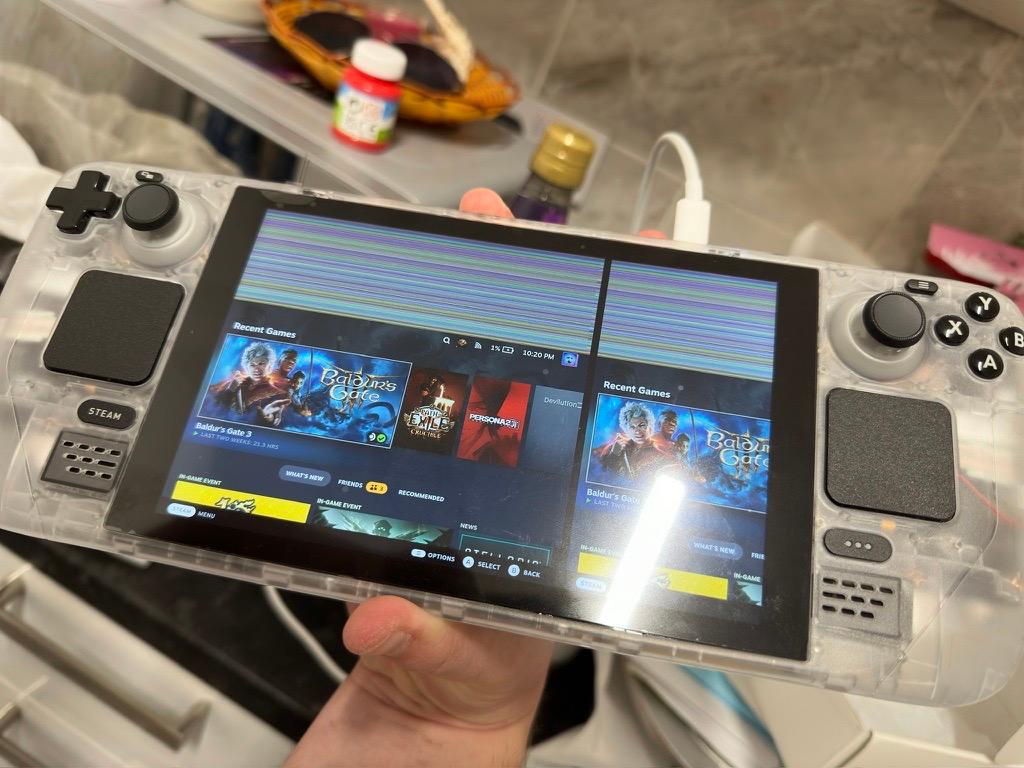 steam deck deckhd before bios, screen split in half