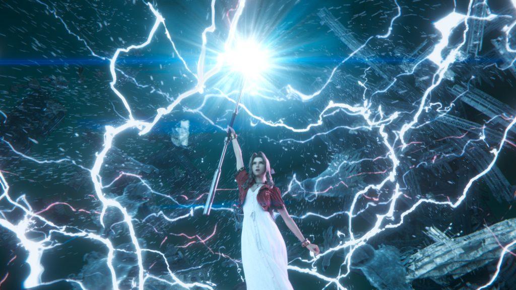 Aerith casting a spell in Final Fantasy 7 Rebirth