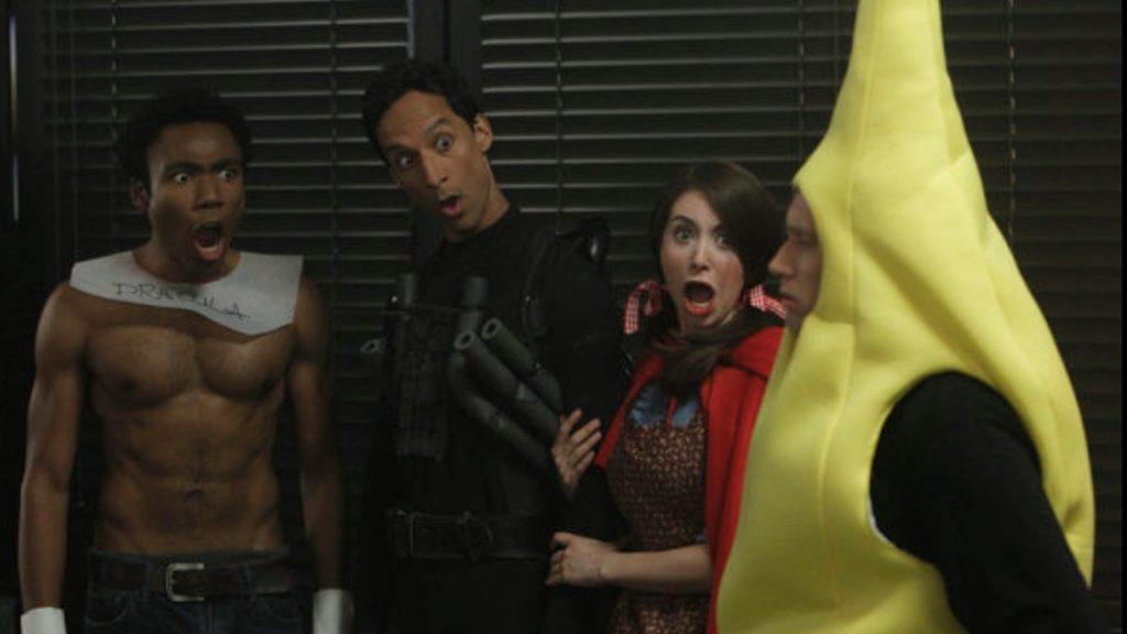 Donald Glover, Danny Pudi, and Alison Brie in Community