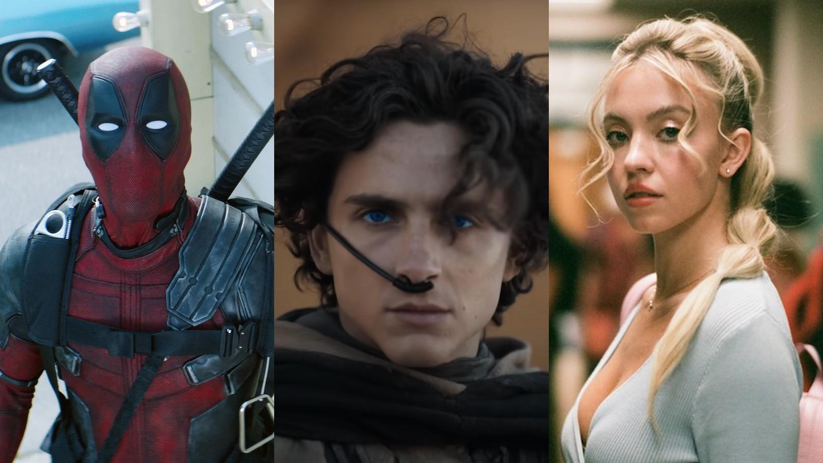 Stills from Deadpool, Dune 2, and Euphoria Season 2