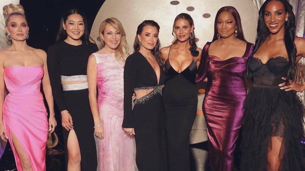 RHOBH Season 13 cast - Erike Jayne, Crystal Minkoff, Sutton Stracke, Kyle Richards, Dorit Kemsley, Garcelle Beauvais, and Annemarie Wiley.