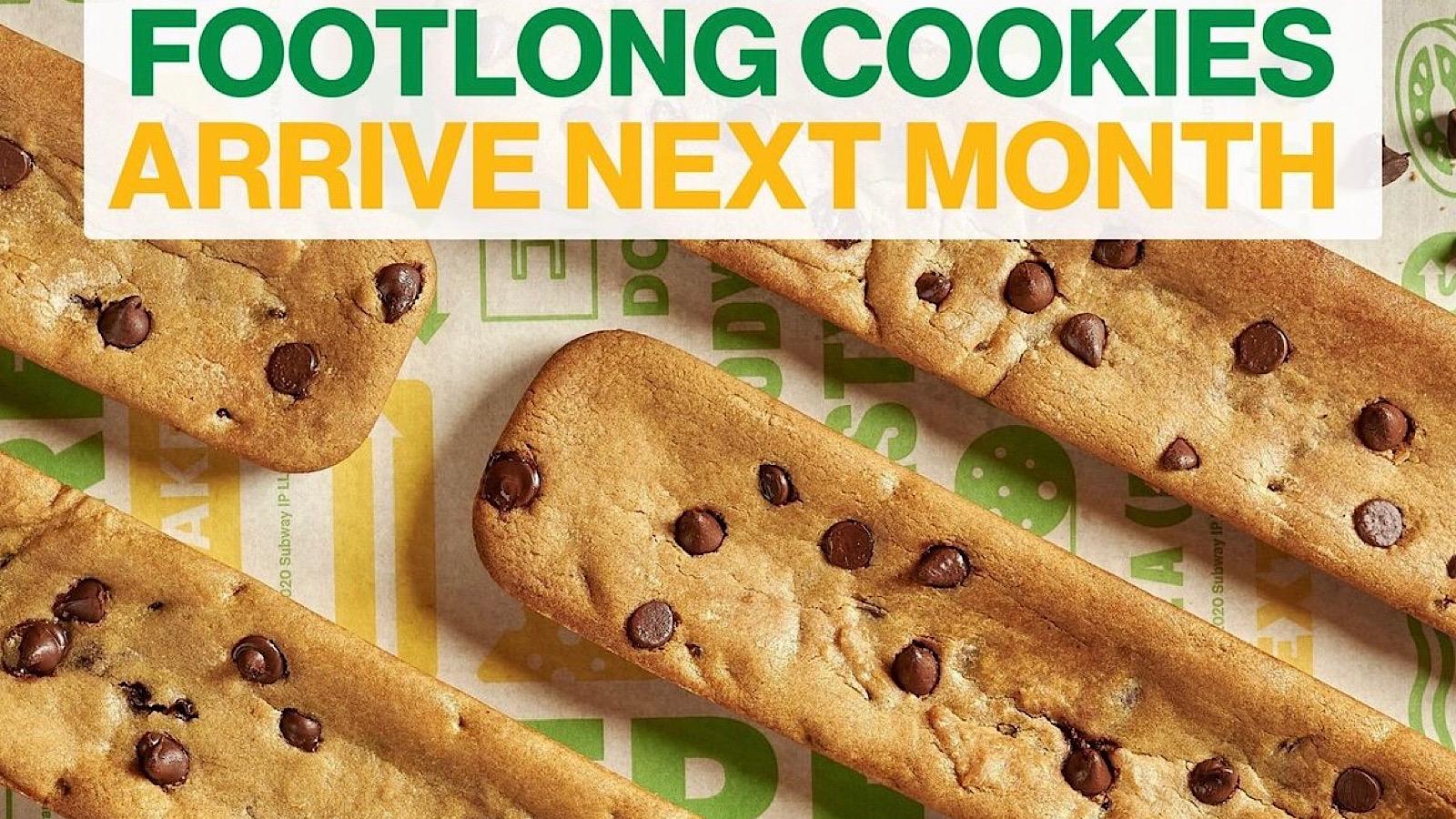 subway footlong chocolate chip cookies