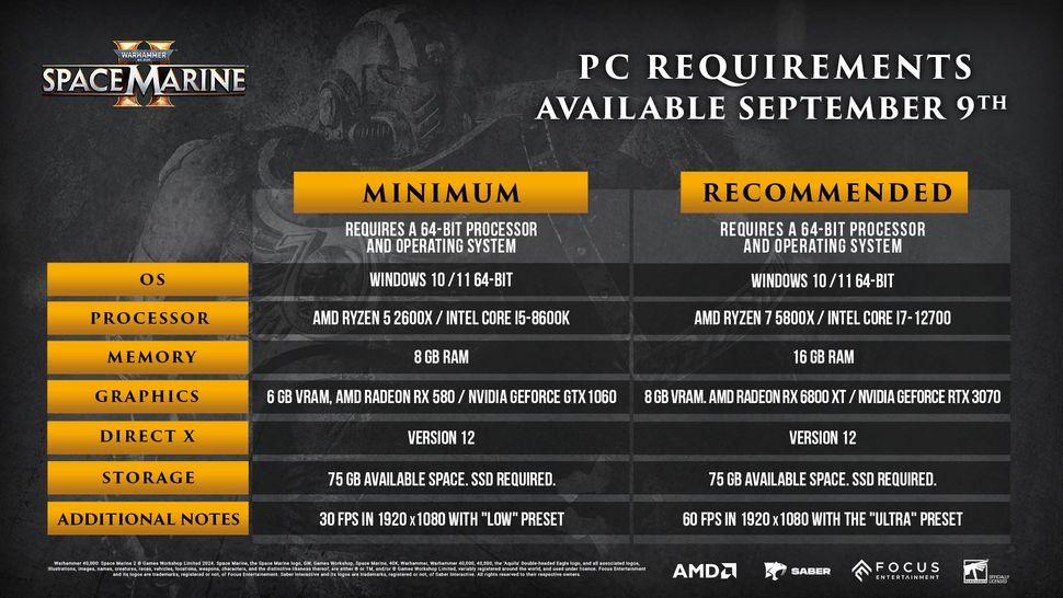 Space Marine 2 PC specs