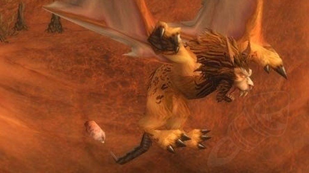 A wyvern flies through the Stonetalon Mounains for Hunters to tame