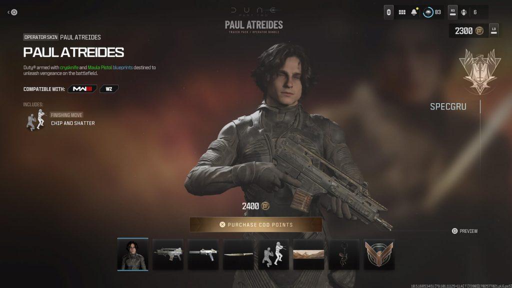 How to get Paul Atreides (Timothée Chalamet)  Dune Operator in MW3 & Warzone