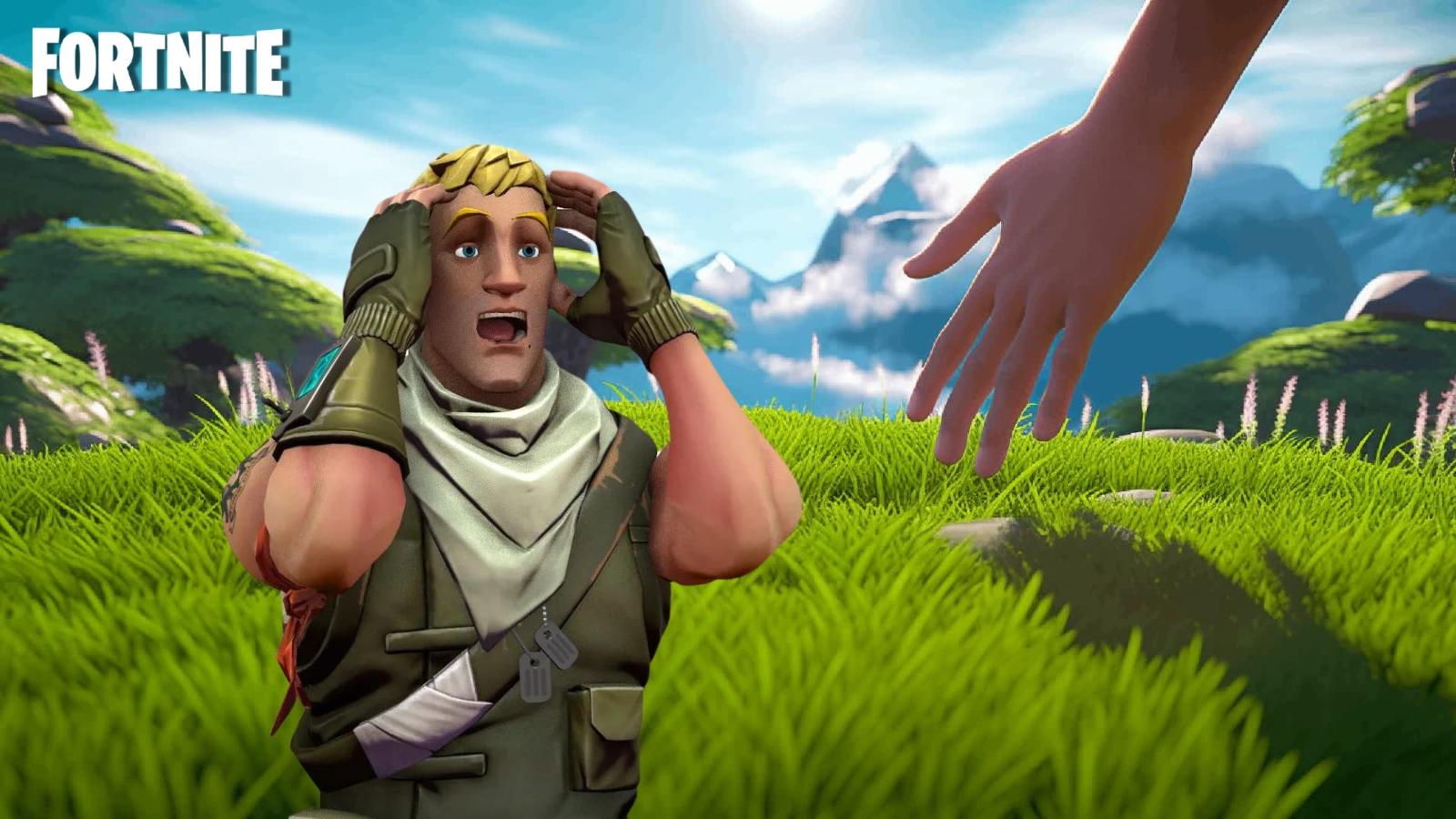 Fortnite player touching Grass