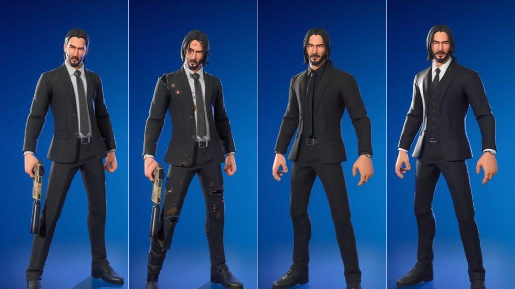 Four selectable styles for John Wick skin in Fortnite