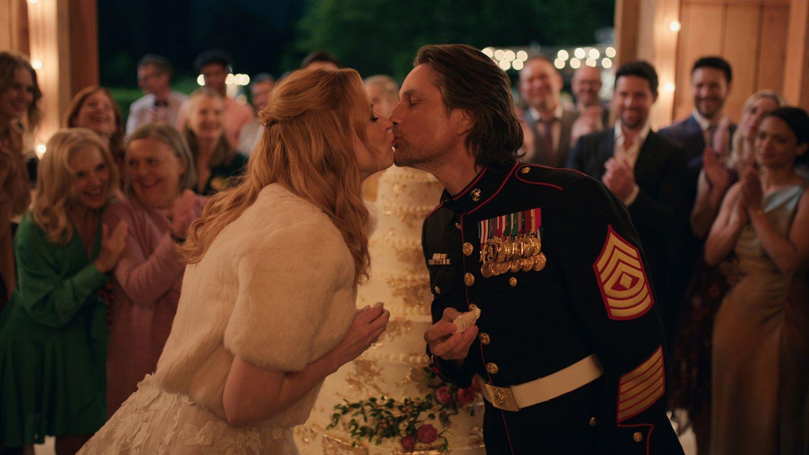 Mel and Jack kiss at their wedding in Virgin River Season 6