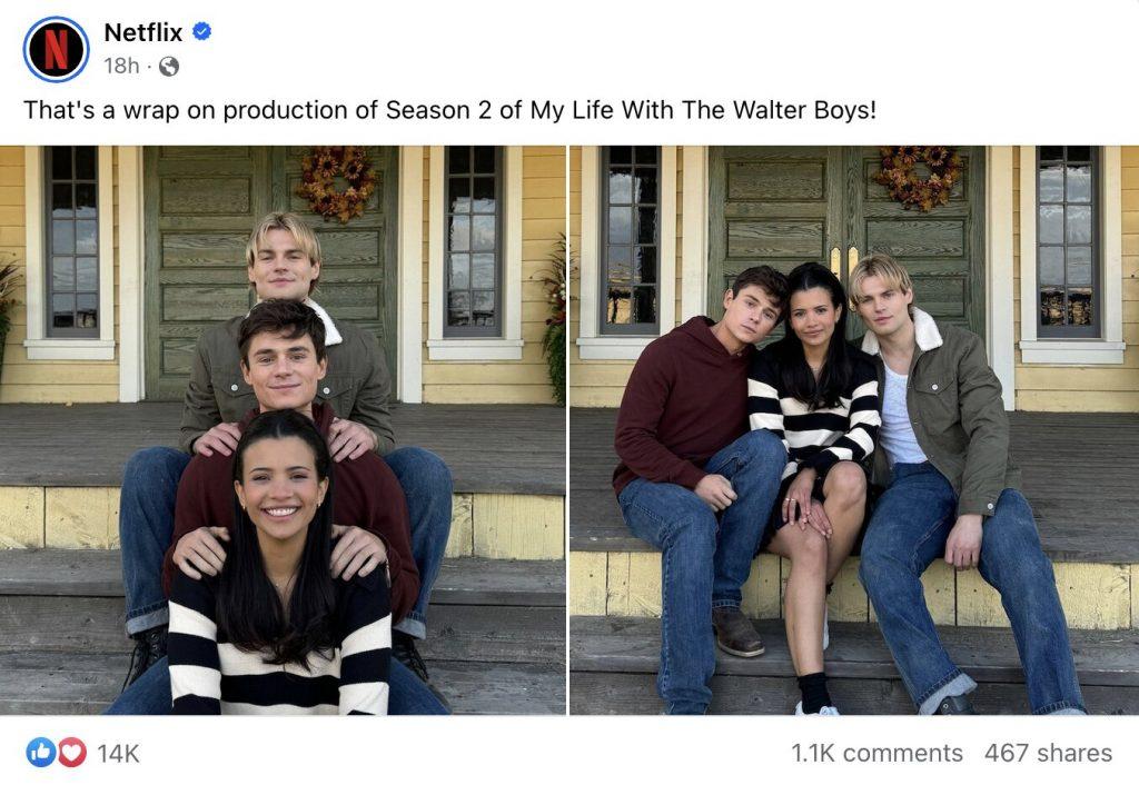 A Netflix post promoting My Life with the Walter Boys Season 2