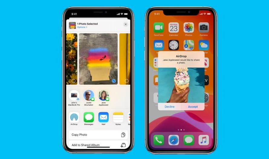 Apple airdrop on iPhones