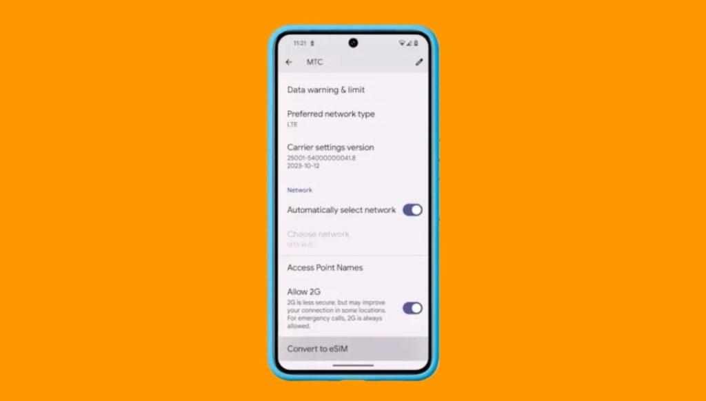 Convert to eSIM feature on Android