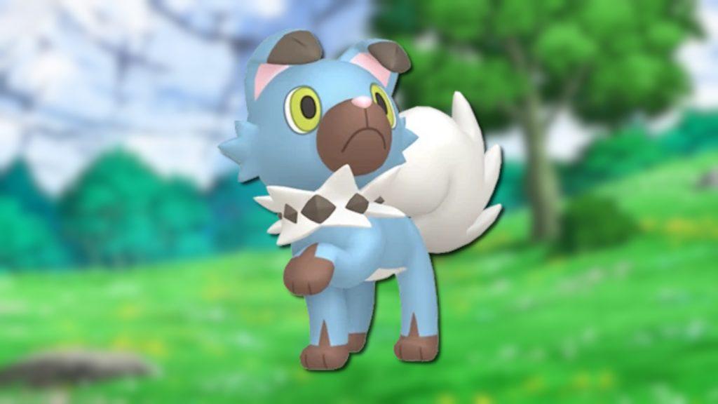 Shiny Rockruff in field from Pokemon anime.