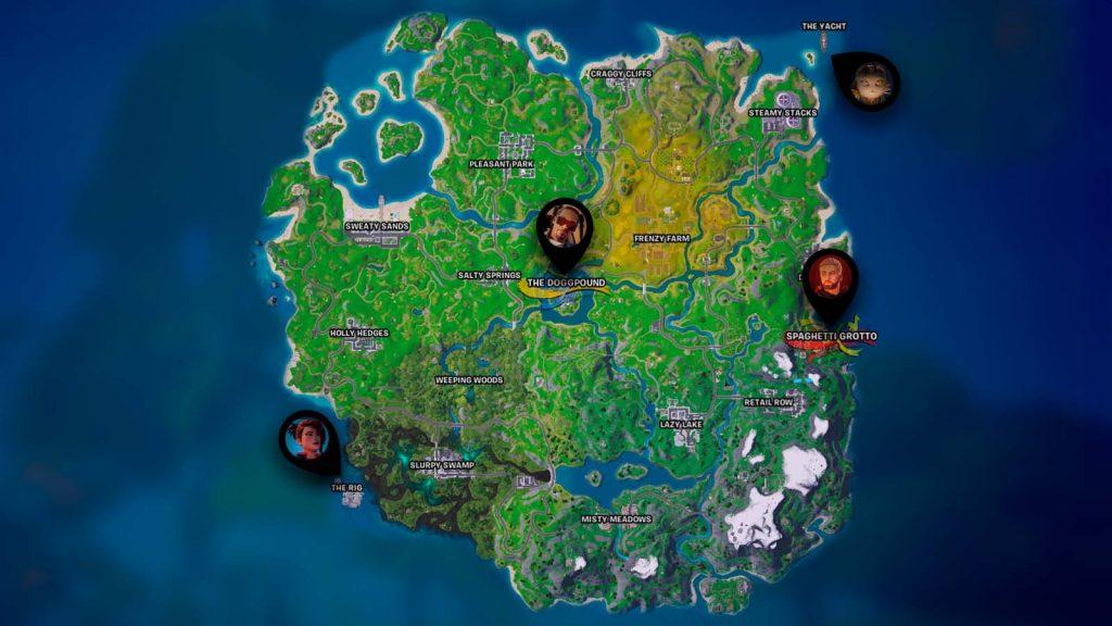 Fortnite bosses map