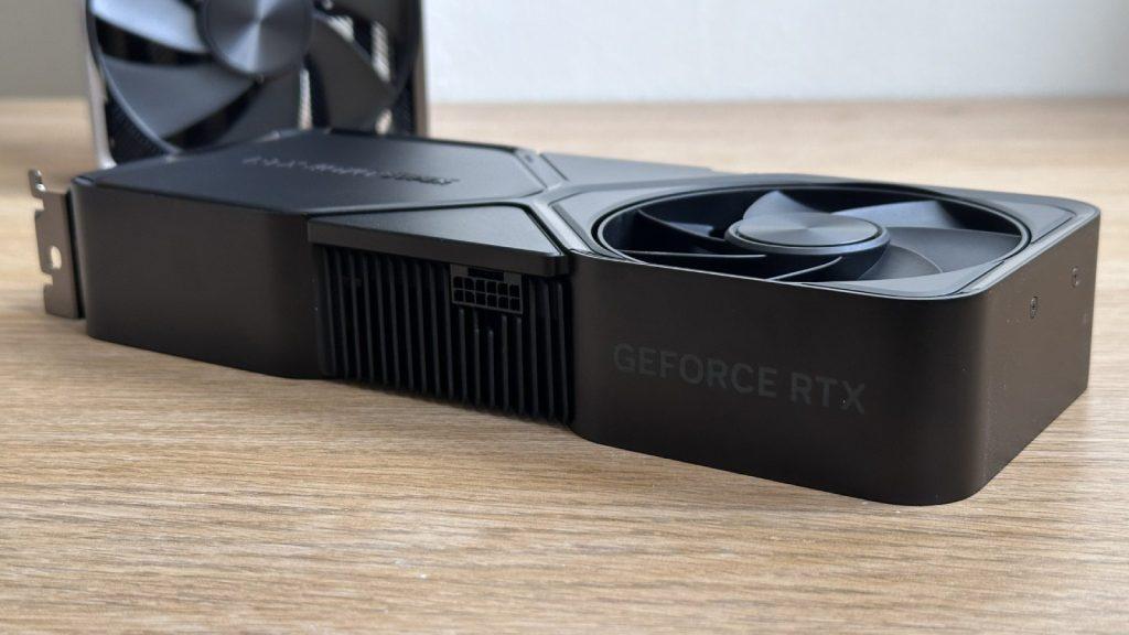 RTX 4070 super on a desk on its side