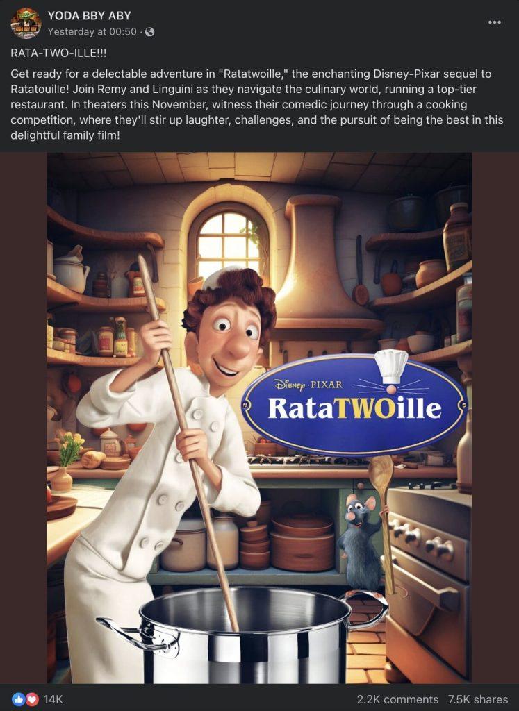 The fake poster for Ratatouille 2