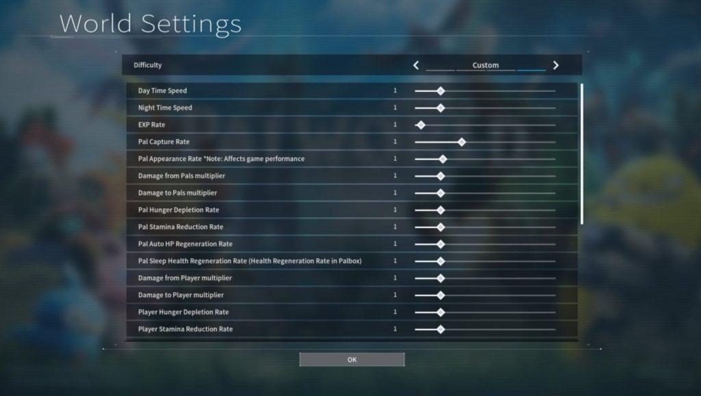Palworld settings
