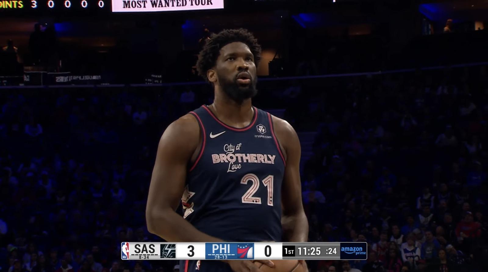 Philadelphia 76ers star Joel Embiid during his 70-point performance