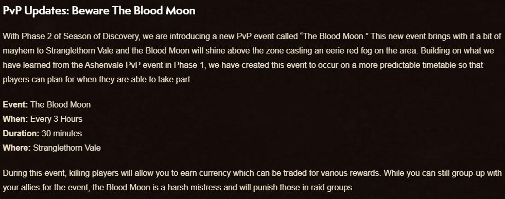 The post detailing The Blood Moon PvP event in STV