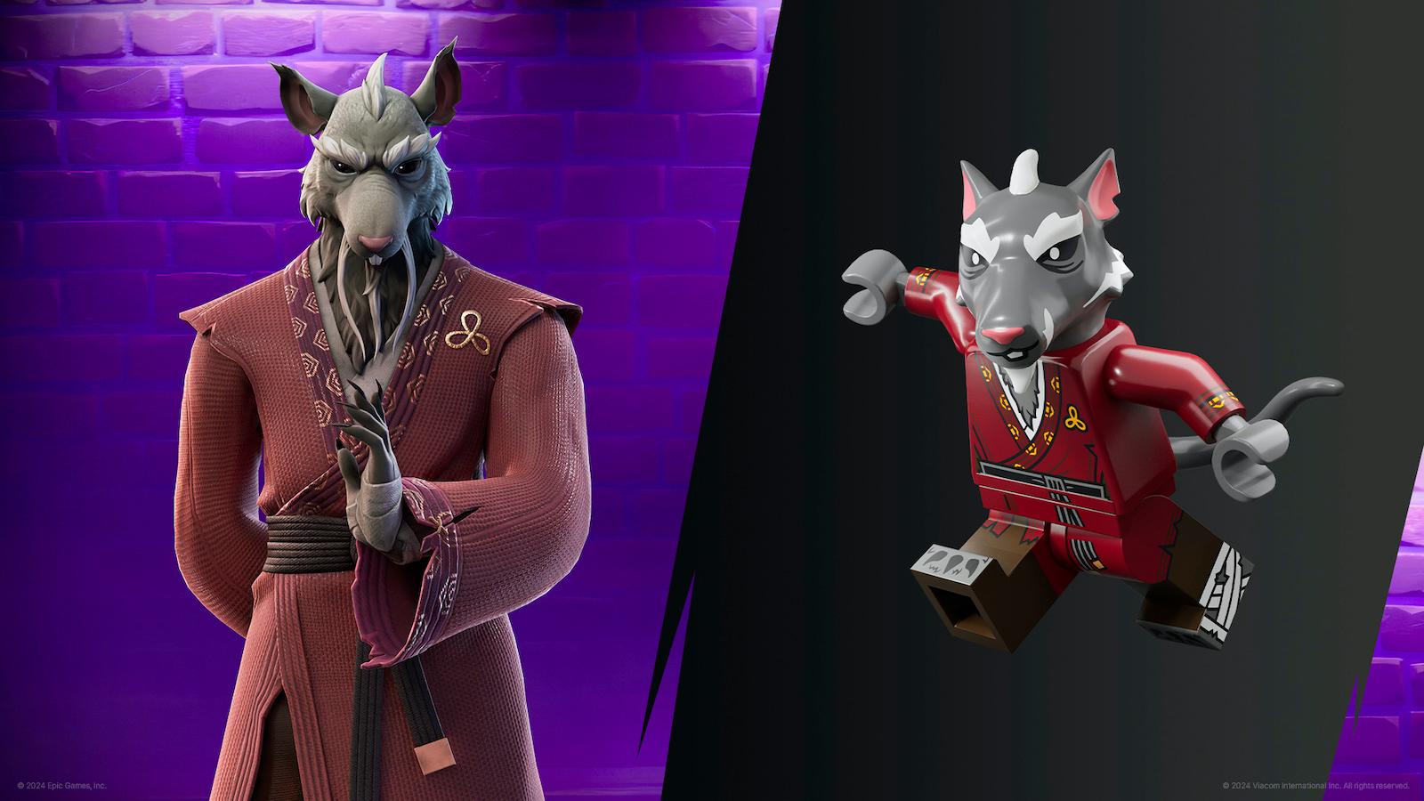 Fortnite Master Splinter skin and LEGO variant