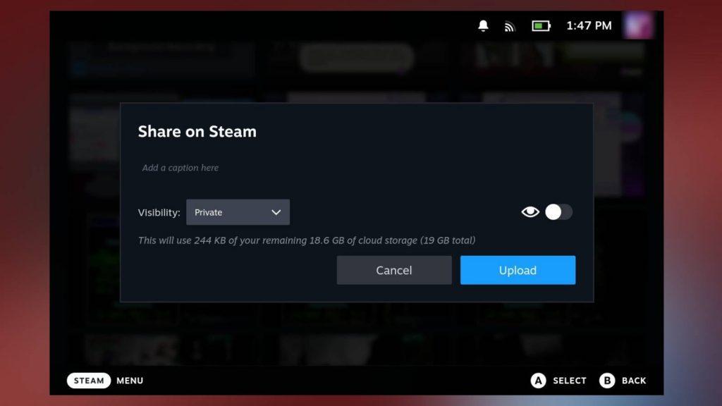 Screenshot of the media tab on Steam deck.