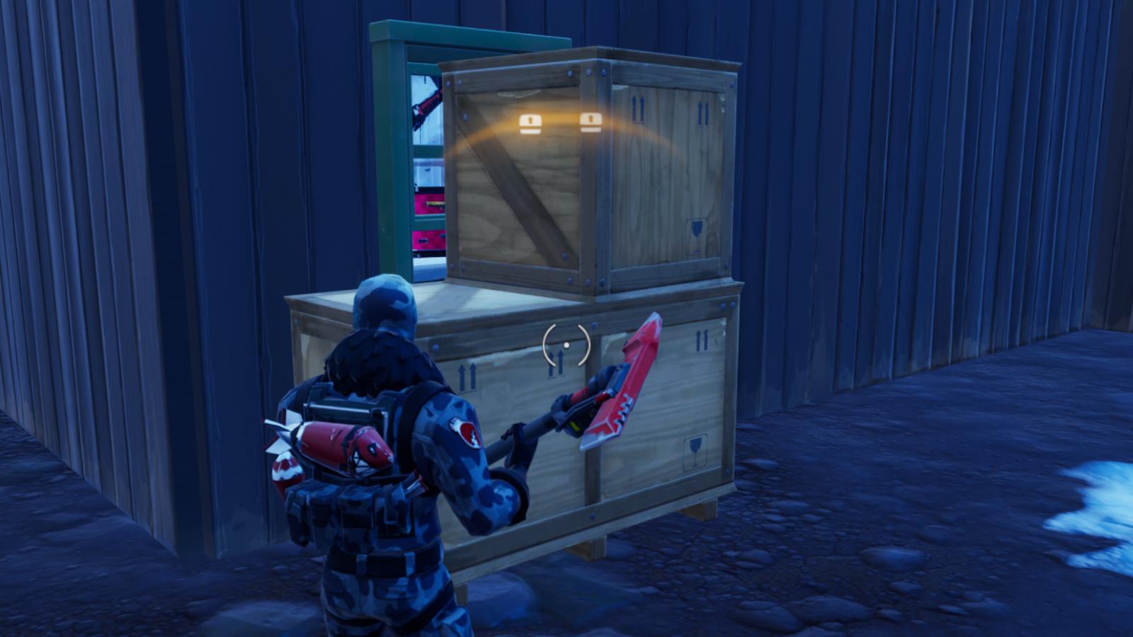 Fortnite player finding a secret Weapon Case room.