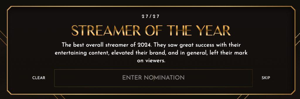 streamer awards nominations