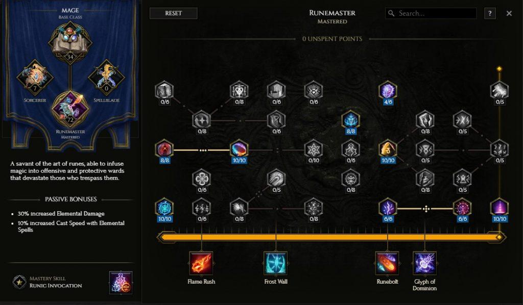 The Runemaster Passive tree in Last Epoch