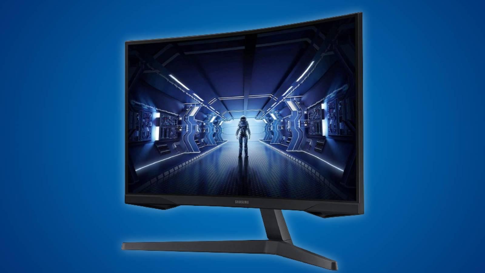 Image of the Samsung Odyssey G5 monitor on a blue background.