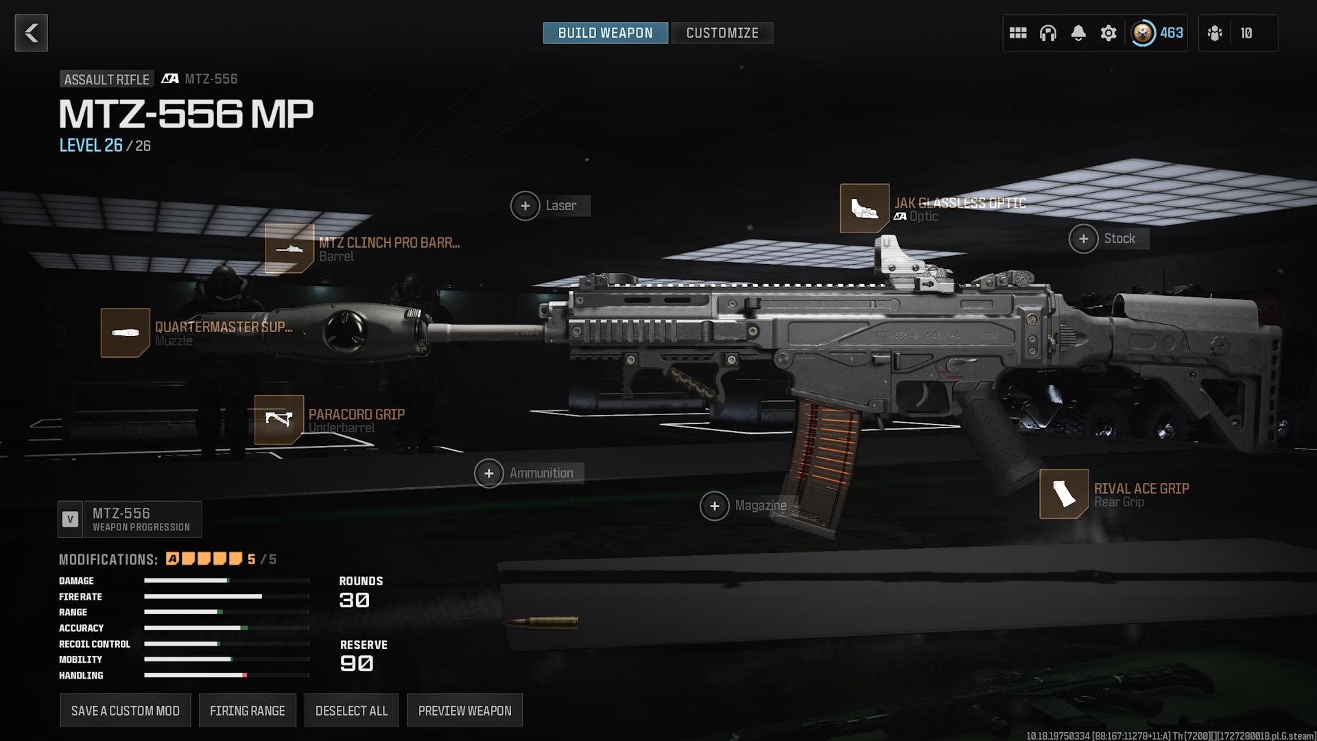 Screenshot of the best MTZ-556 loadout in MW3.