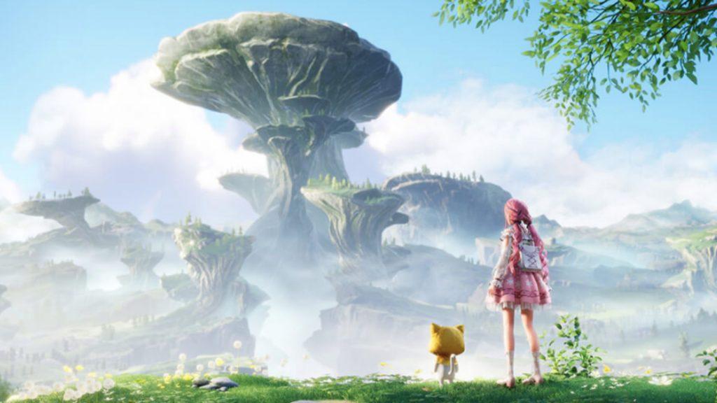 An image of Infinity Nikki keyart featuring Nikki and Momo.