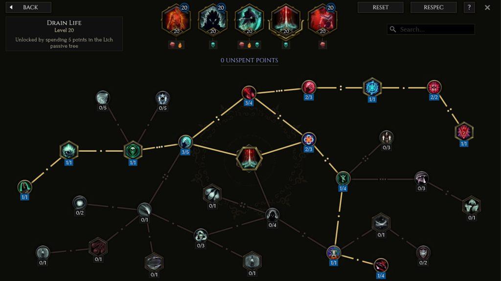 Drain Life skill tree for the Necromancer in Last Epoch