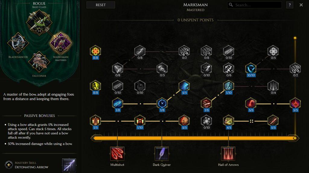 Last Epoch Marksman Passive skill tree