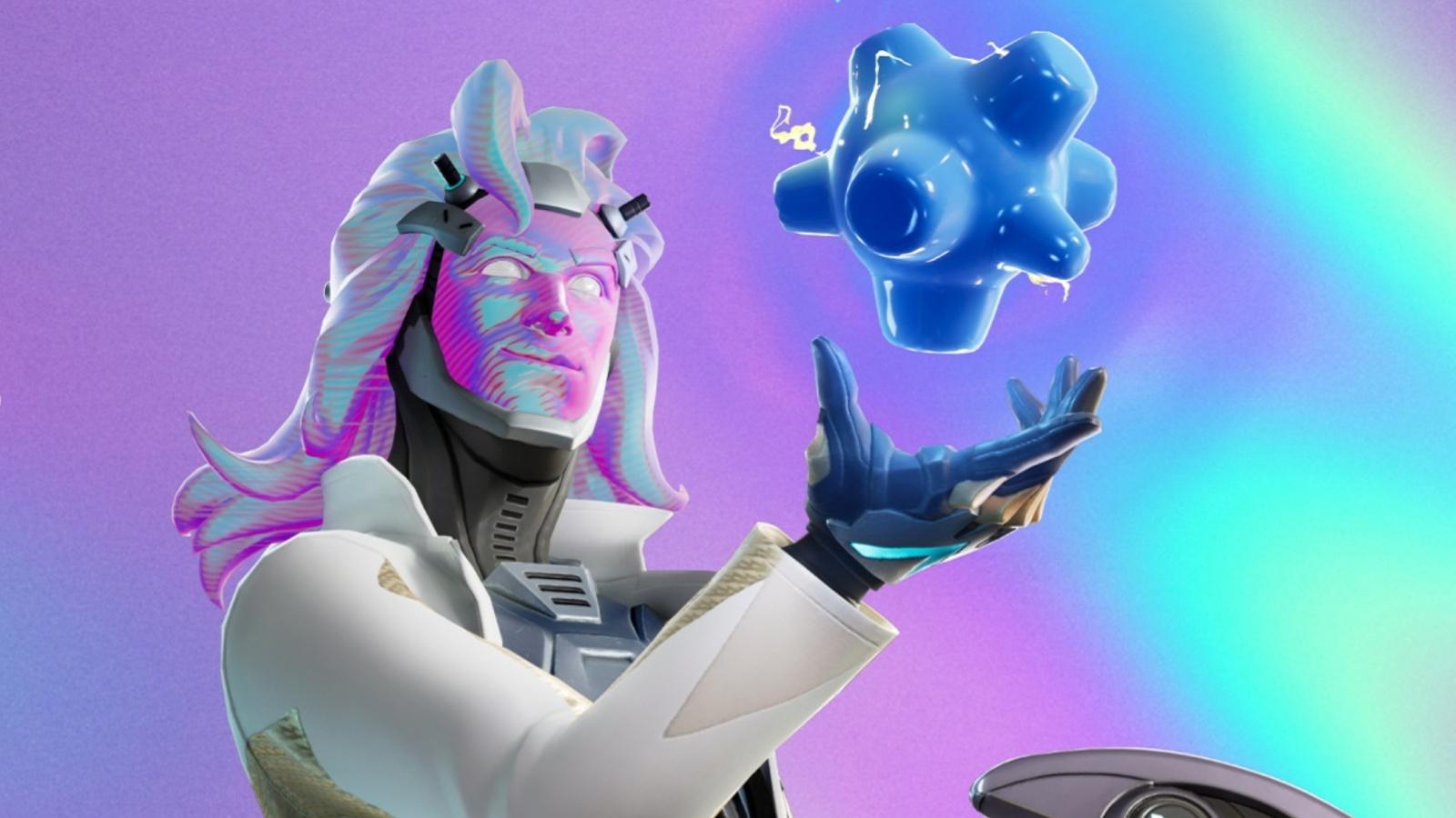 A screenshot featuring the Dr. Vinderbot skin in Fortnite.