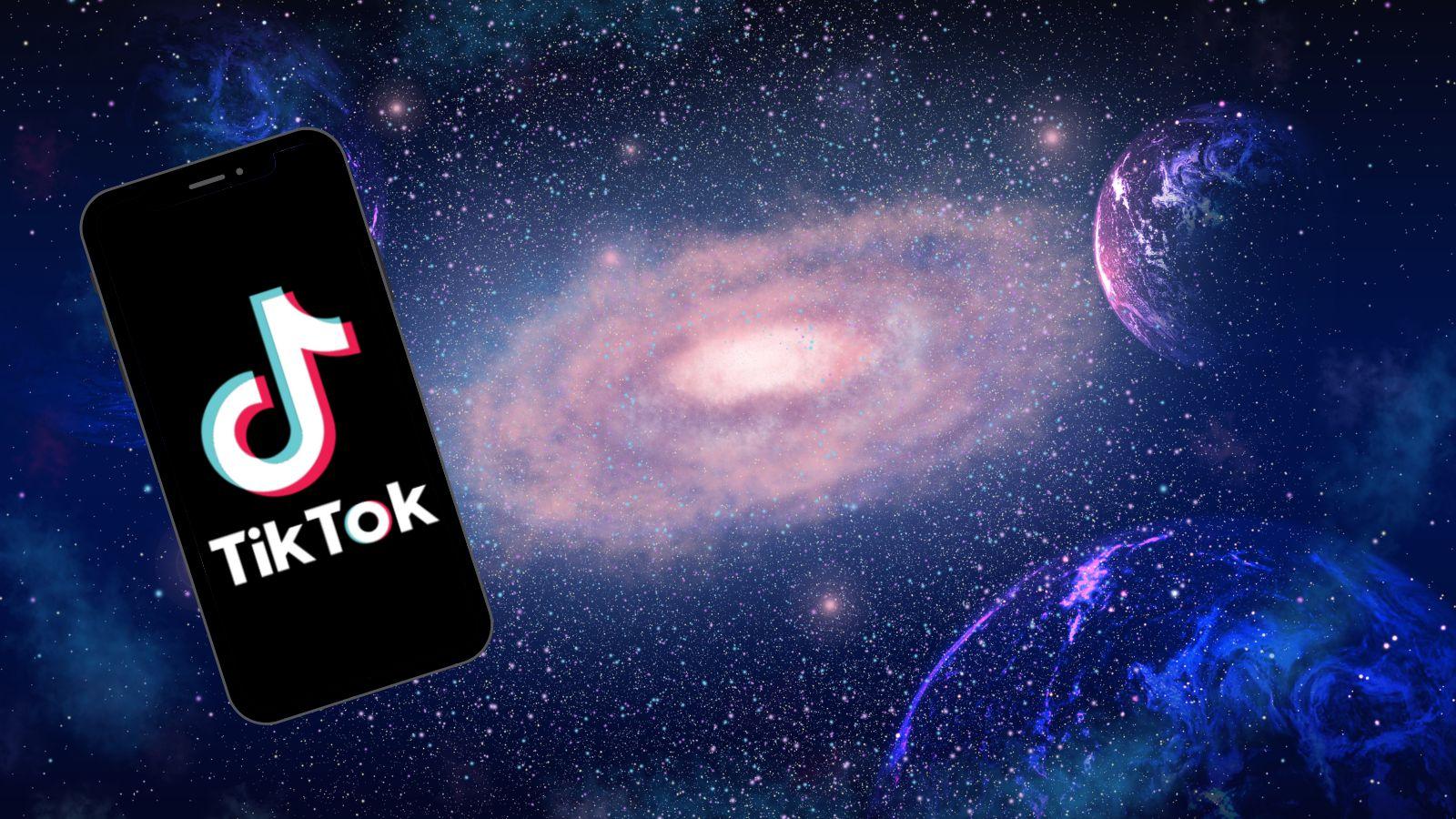 TikTok logo on phone in galaxy