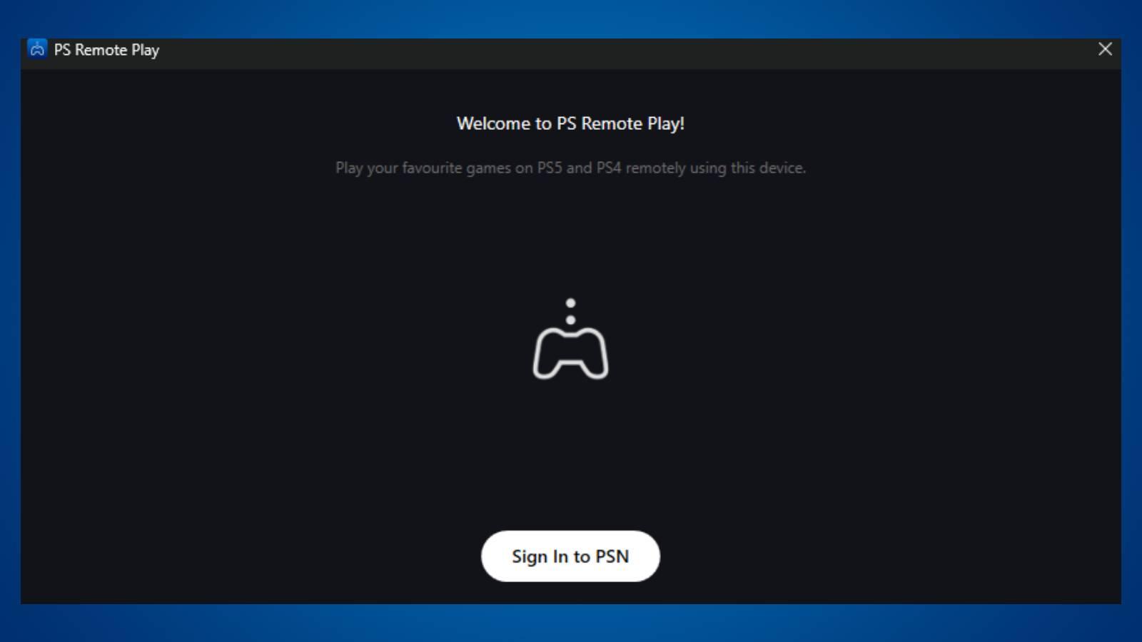 Screenshot of the Remote Play PC app.