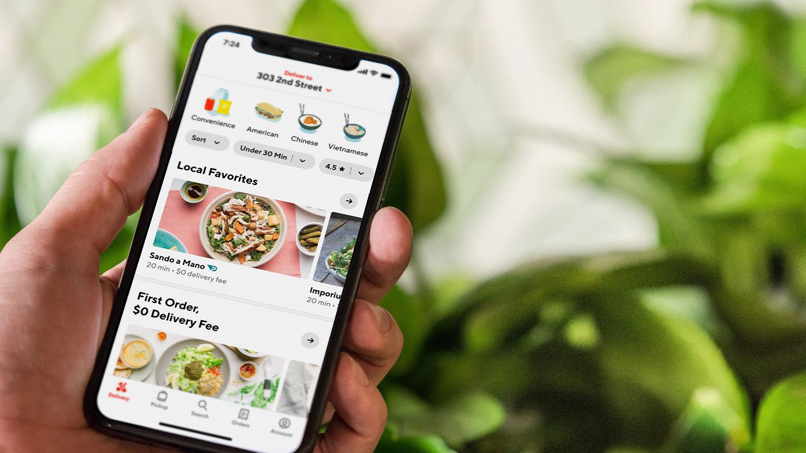 The DoorDash app on a mobile phone