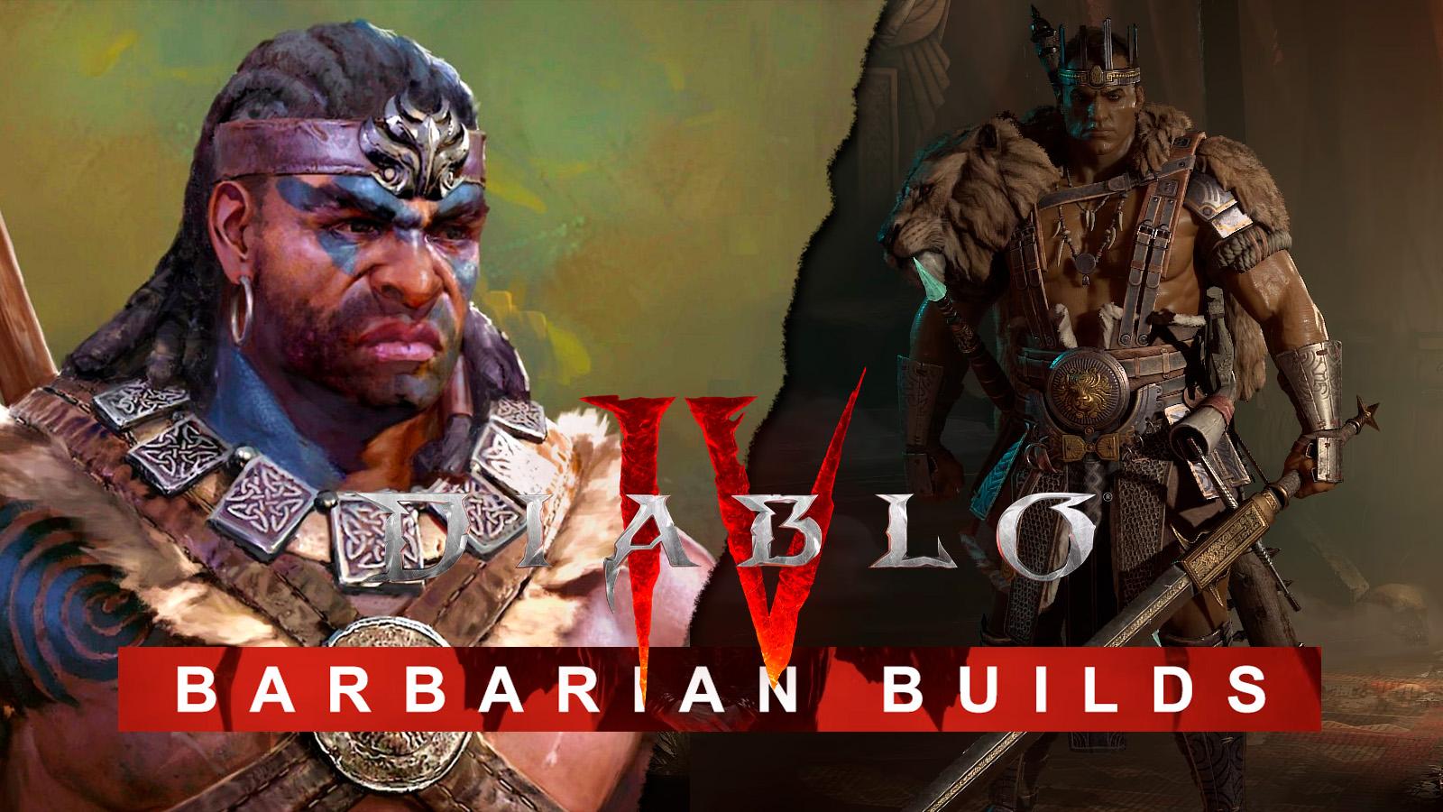 Barbarian builds promo art and in-game model in Diablo 4