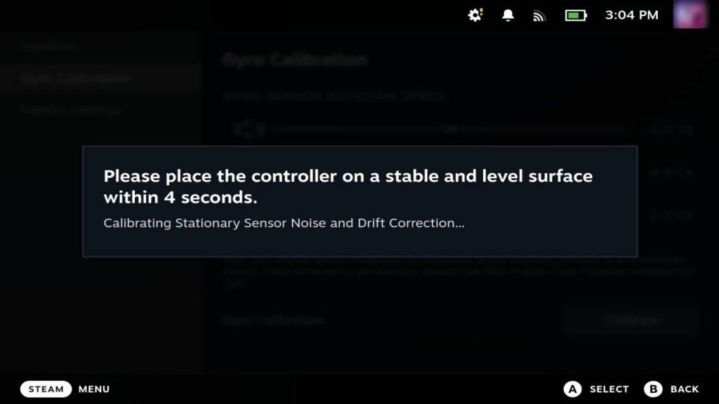 Screenshot of the Steam Deck gyro settings.