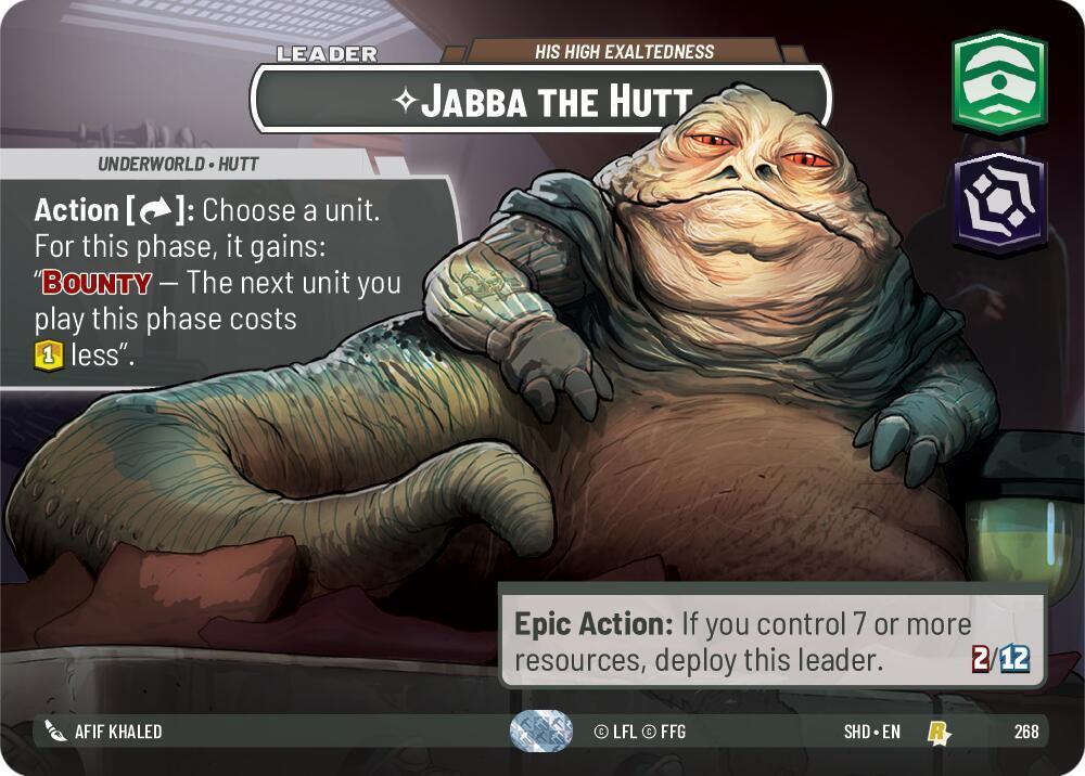 Jabba The Hutt Showcase card in Star Wars Unlimited