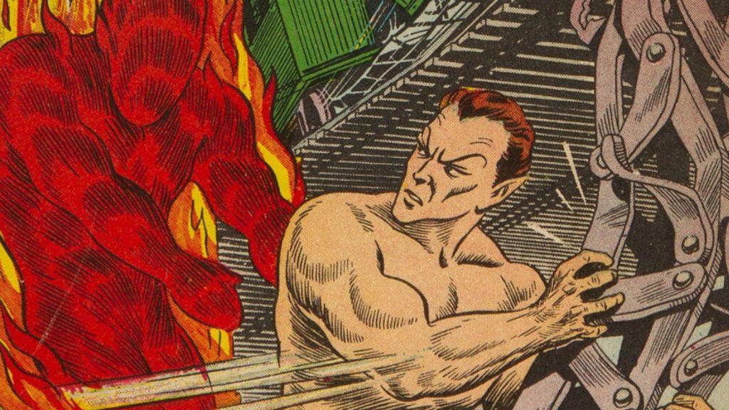 Namor fighting the original Human Torch