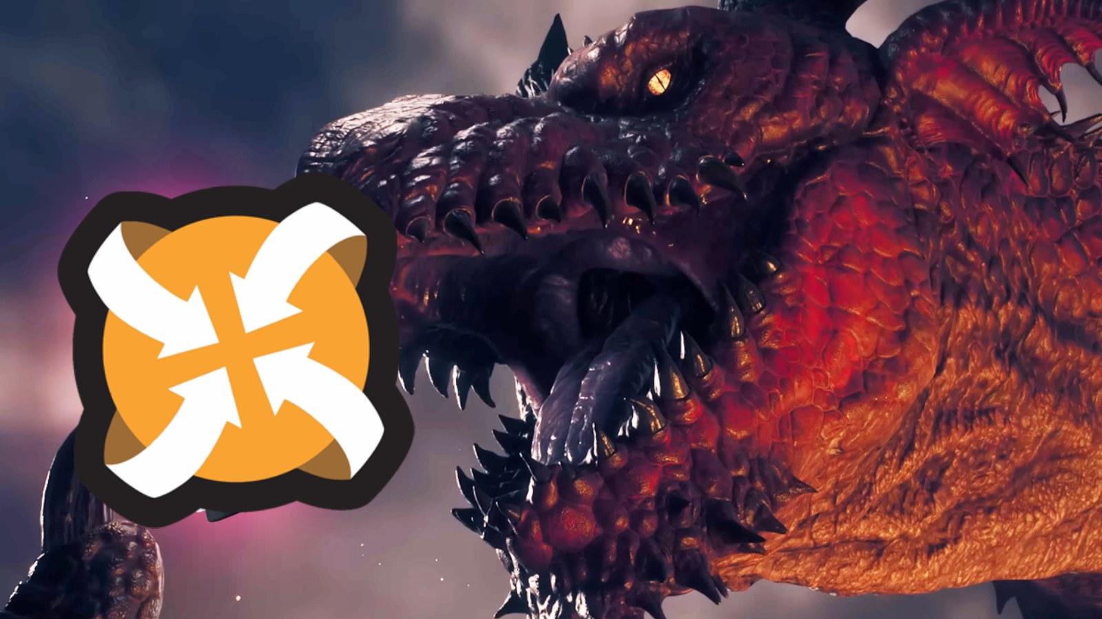 Dragon's Dogma 2 dragon eating nexusmods logo