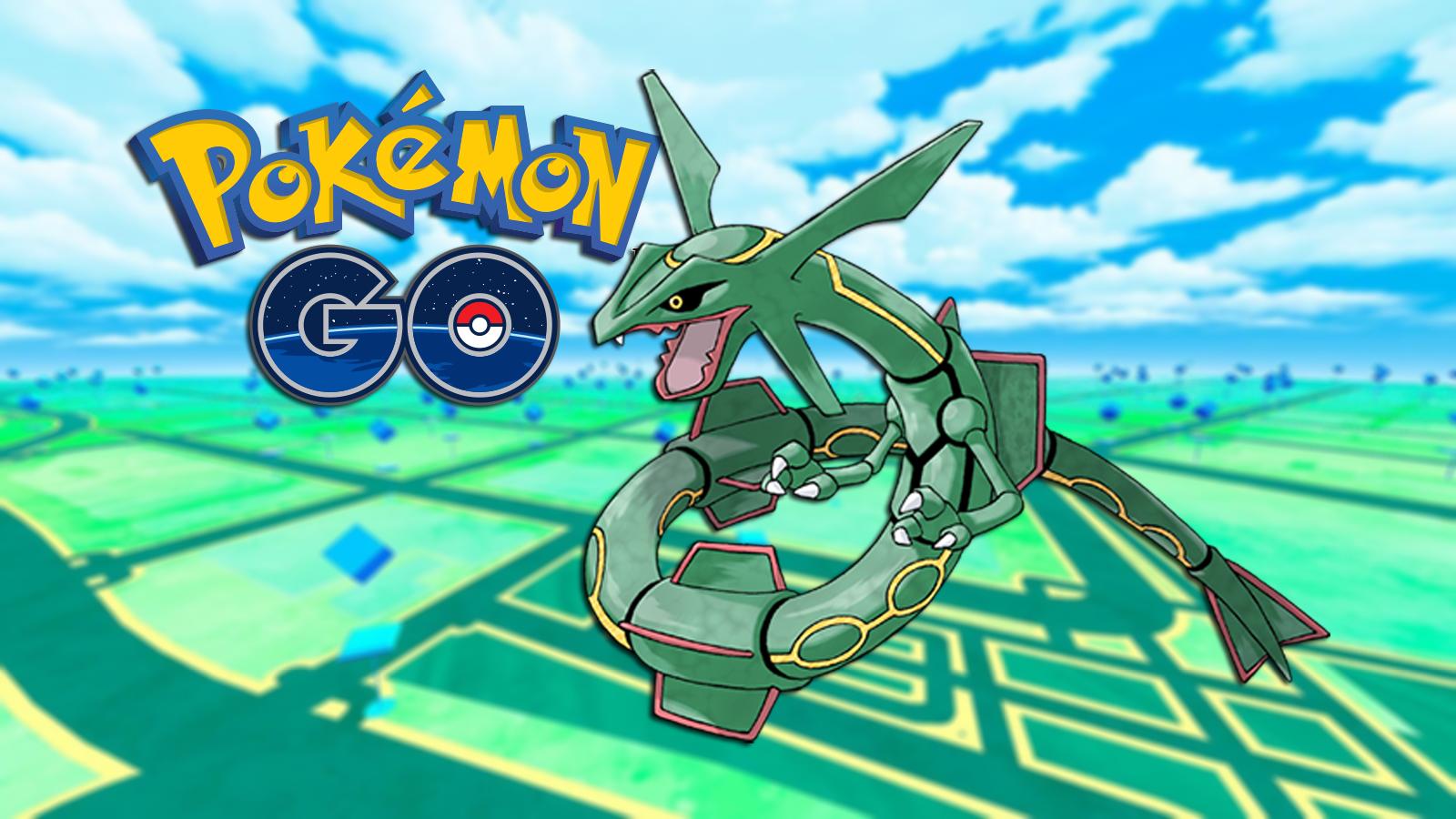 Rayquaza and the Pokemon Go logo