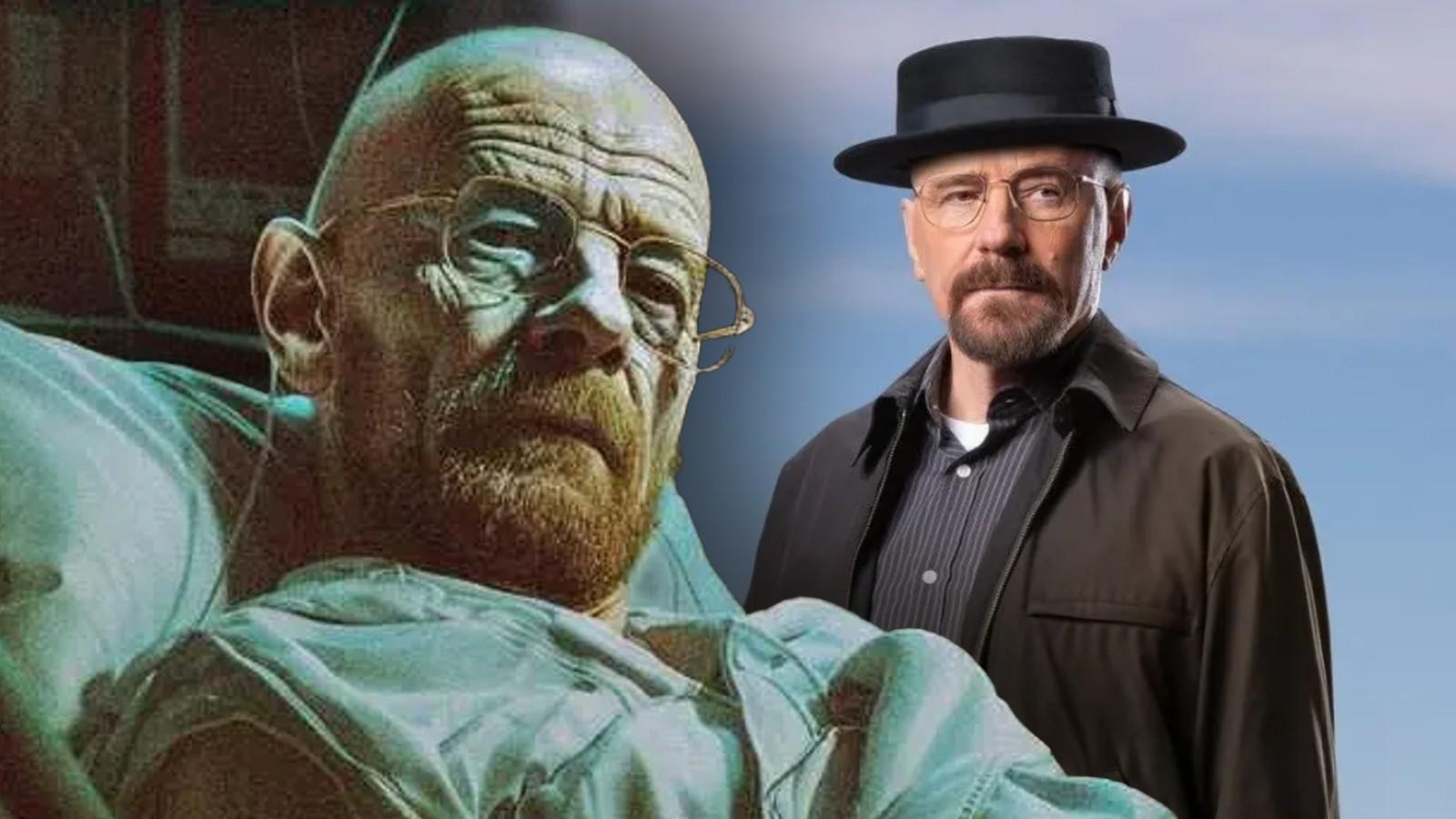 Bryan Cranston as Walter White and the fake Heisenberg poster