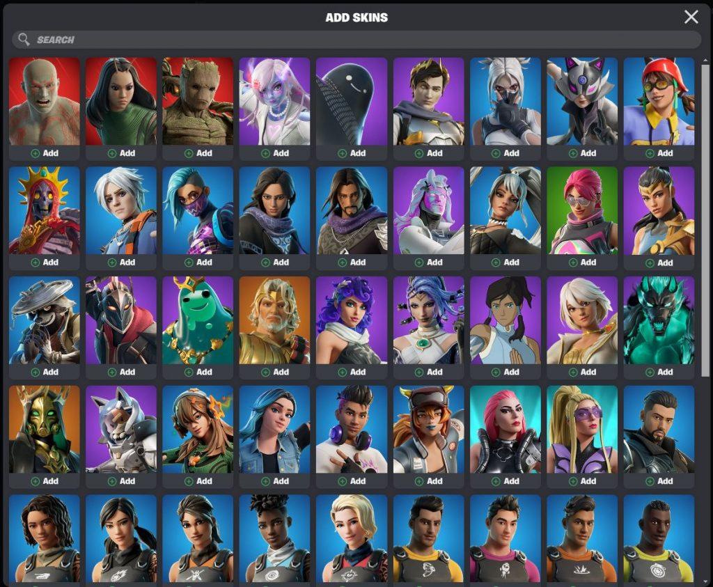 Fortnite.gg Most Used Skins tab