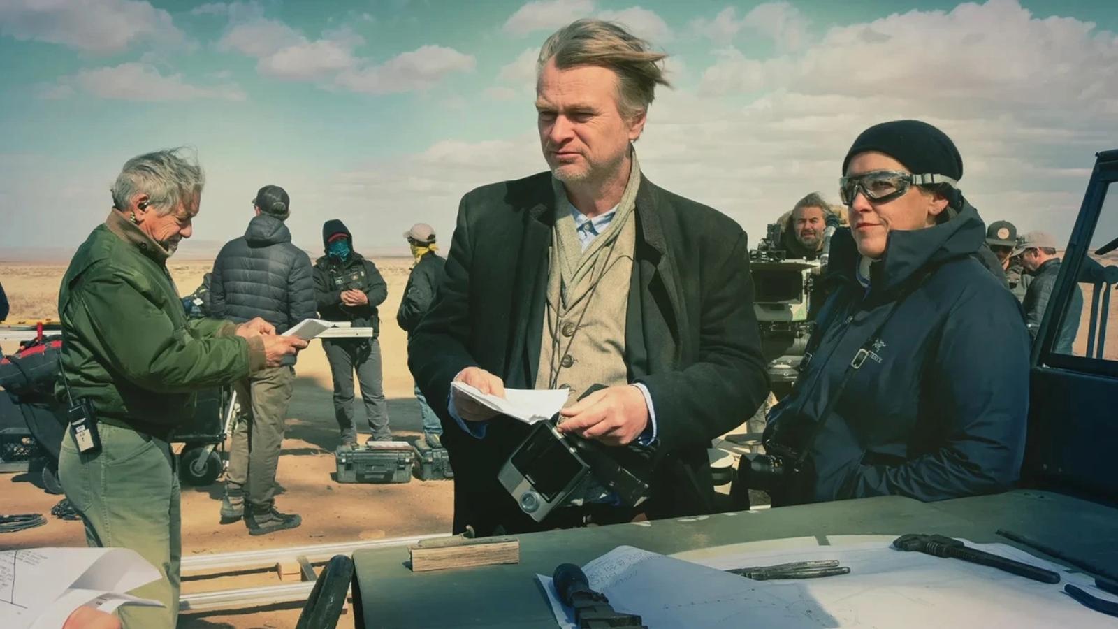 Christopher Nolan on the set of Oppenheimer